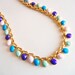 The Aerin Necklace - Shades of Spring Hand Painted Vintage Gold Rhinestone Necklace - OOAK