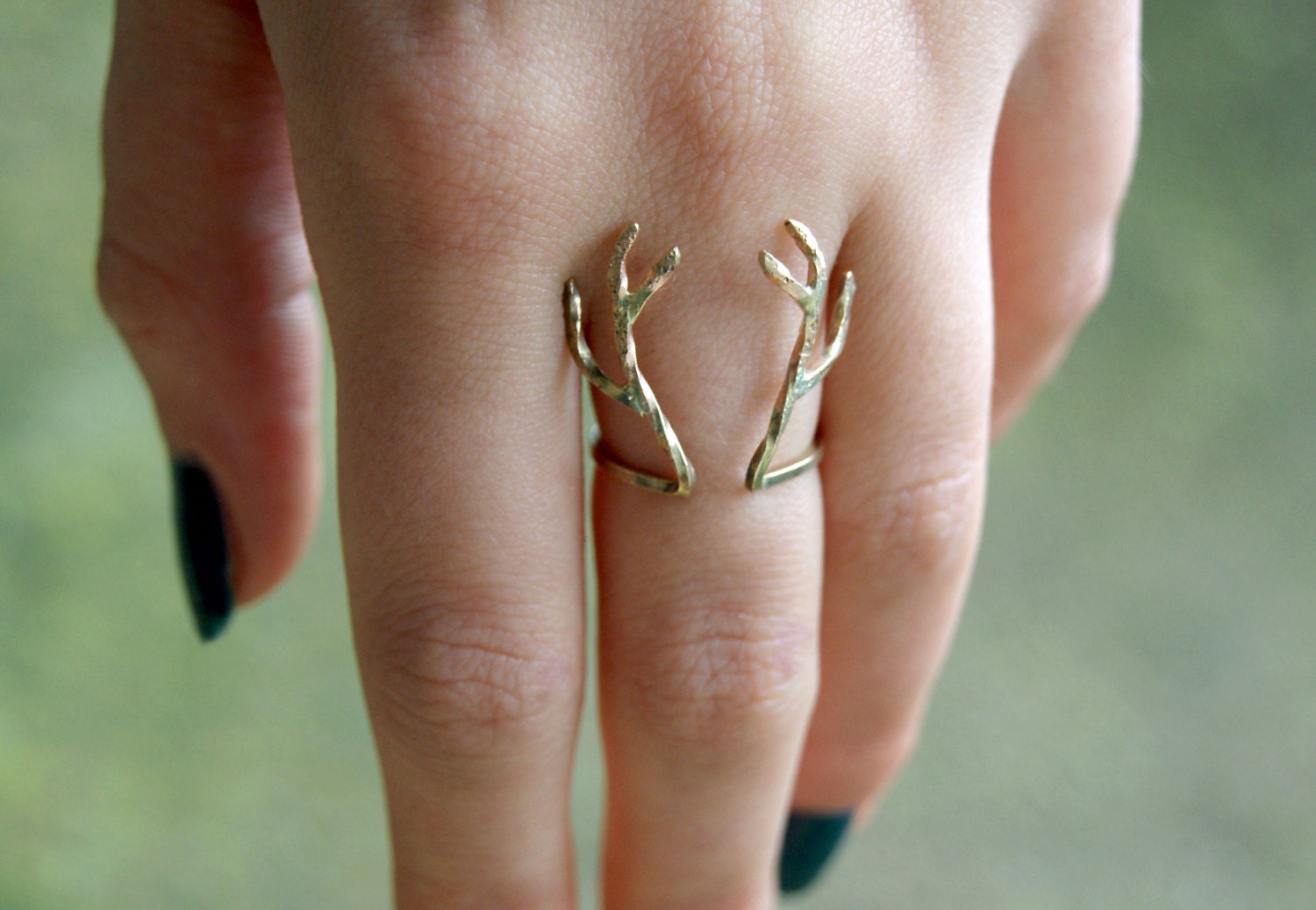 9ct gold antler ring