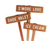 Wedding Signs, Shoe Valet, Ice Cream, S'more Love, S'more Bar, Custom Wedding Signs on Stakes