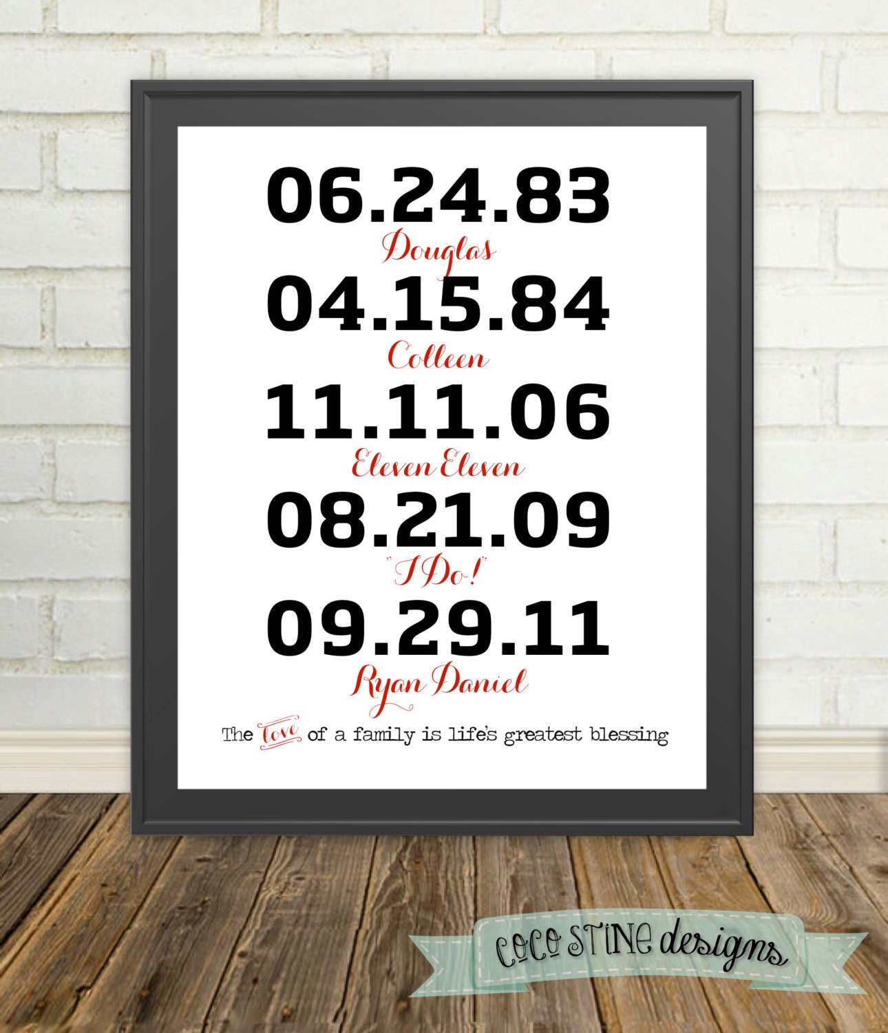 The love of a family is life's greatest blessing - Special Date Print