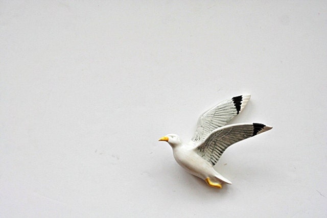 Vintage Seagull Ceramic Wall Hanging - Nautical Home Decor, Flying Birds, Beach Cottage Coastal Living
