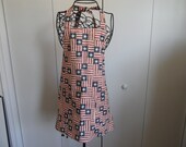 Patriotic Hand Made Apron With Bib Red White Blue Flags
