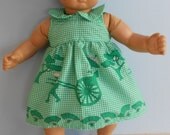 15 or 16 Inch American Girl Bitty Baby or Bitty Twin doll Summer or Spring dress in green and white check with Oriental print
