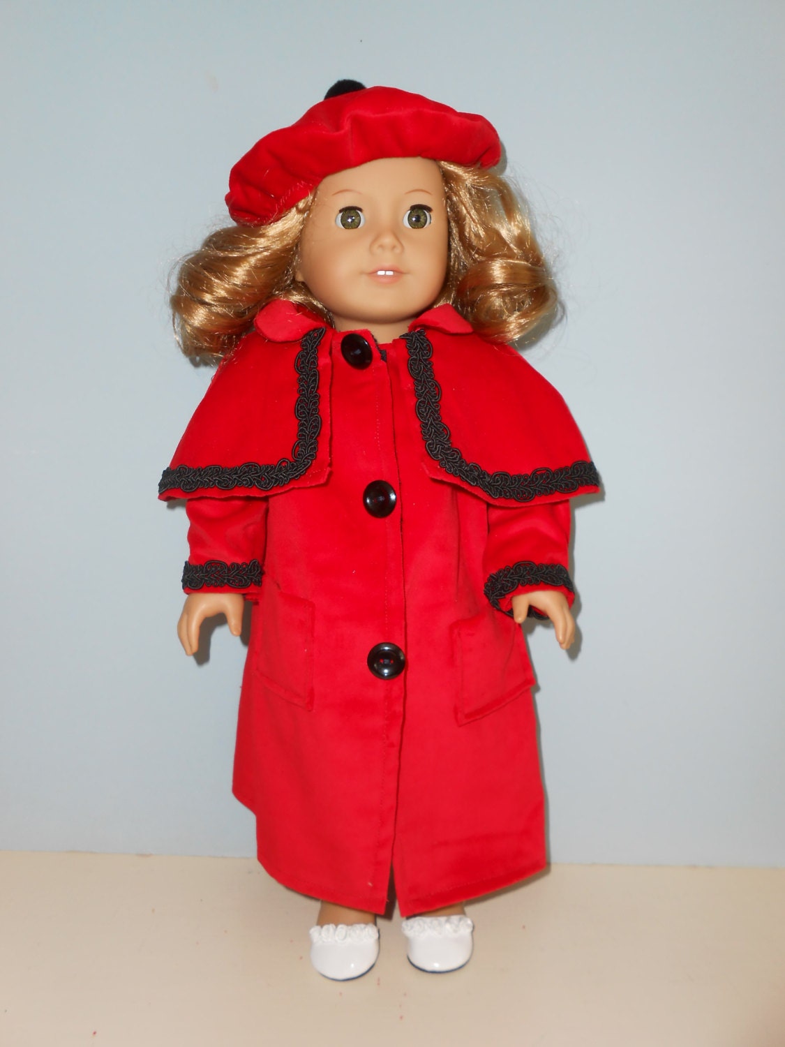 18 Inch American Girl Doll Red Coat and matching beret by Project Funway on Etsy.