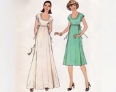 Vintage 1970s Sewing Pattern - Short Sleeve Dress with Side Tie High Waist & Top Stitching, 2 Lengths - 1977 Simplicity 7882, Bust 30.5-31.5