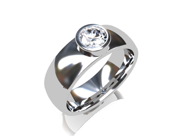 0.50ct certificated Diamond ring, white gold, bezel ring, diamond wedding band, wide, mens diamond band, commitment, unique, mens wedding