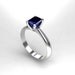 Blue sapphire ring, white gold, engagement ring, emerald cut, sapphire engagement, white gold ring, solitaire, crown setting