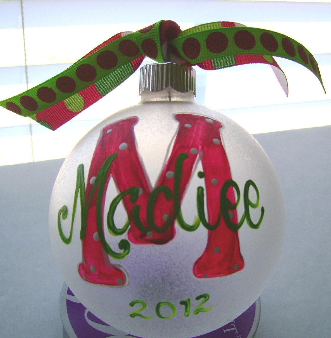 Hand painted personalized wooden Christmas ornament