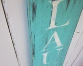 LAUNDRY Room Distressed Wooden Sign, Home decor - Turquoise