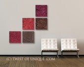 Large Abstract Painting, 5 square CUSTOM Concrete Wall Art, Abstract art -Strawberries and Chocolate-  Brown, Red,
