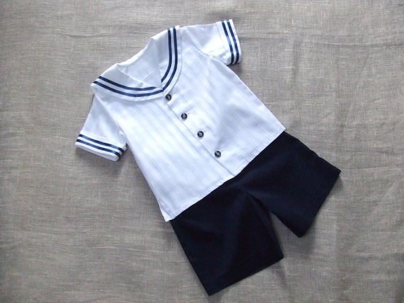 Sailor boy suit for size 34 inch (86 cm), boy party suit, baptism / christening boy outfit, ring bearer baby boy, first birthday boy clothes