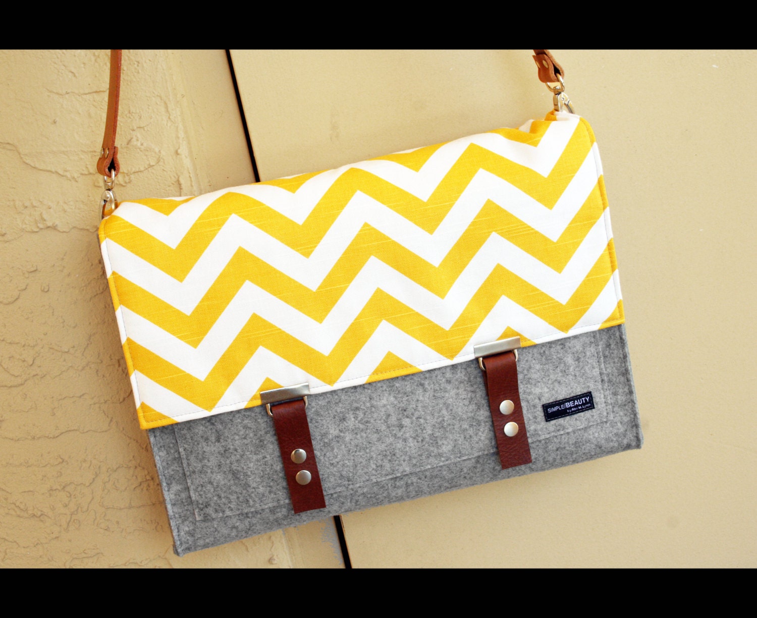 100% Merino Wool felt messenger bag