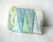 Triangle patchwork coin purse in pale blue and green