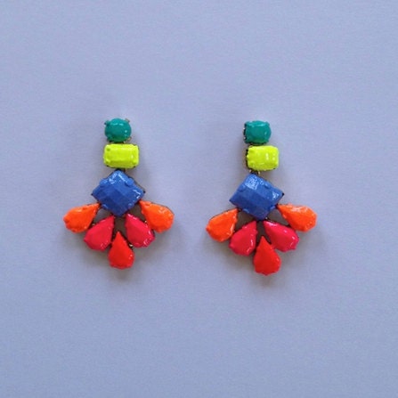 Handpainted Neon Rhinestone Earrings