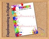 Digital File - Art Party Birthday Thank You - Custom Personalized
