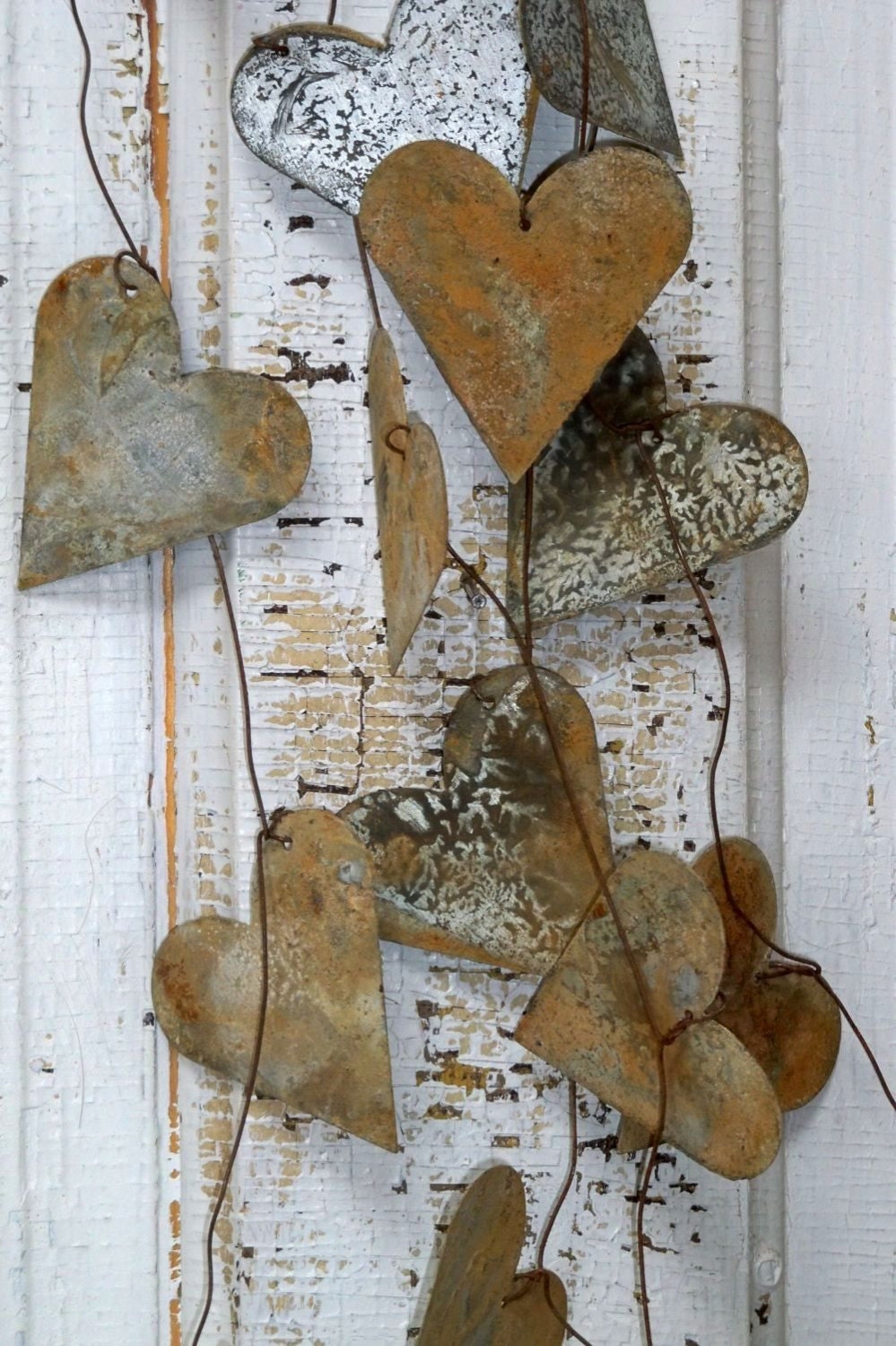Heart wedding garland distressed rusty metal romantic shabby chic home decor Anita Spero