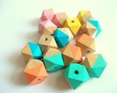 Summer Pastel Geometric Mix Wood Beads,Hand Painted wood Beads, Summer Geometric Jewelry,Do it Yourself Geometric necklace