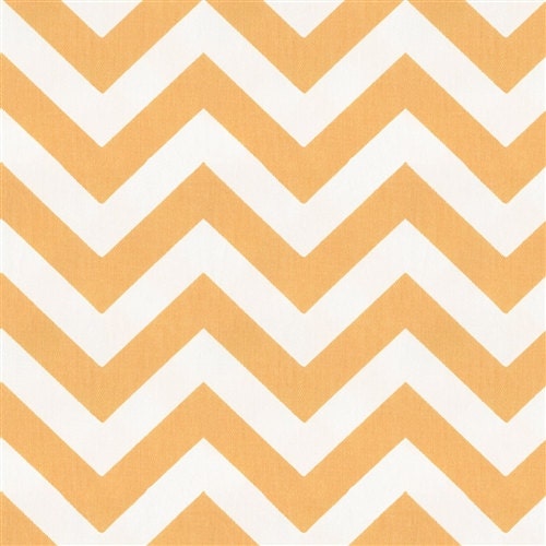Light Orange Tangerine & White Chevron Fabric Remnant 12" x 84"