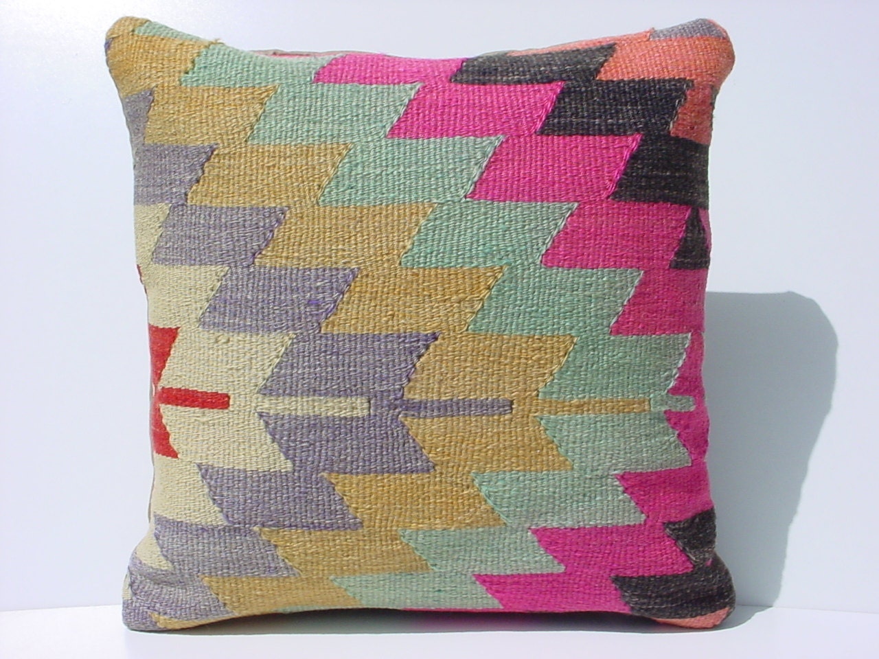 MODERN Bohemian Home Decor, Turkish Kilim Pillow Cover  16" X 16",Tribal Pillow,Vintage Kilim Pillow,Throw Pillow