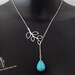 SALE, 10% OFF: Branch and howlite turquoise briolette lariat necklace in white gold, branch necklace, turquoise necklace, turquoise pendant