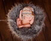Soft Fuzzy Angel Hair Newborn Baby Boy Earflap Hat - wood button - Photography Prop