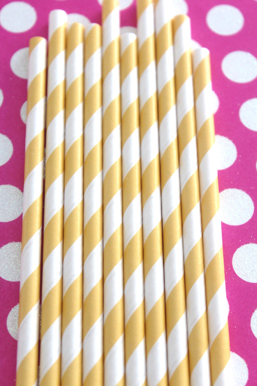 100 Yellow Paper Straws, Wedding Straws, Yellow Stripe Straws, Paper Straws with DIY flags.
