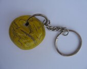 Decoupage Yellow  Beach Stone Key Ring
