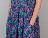 SPRING SALE 80s Drop Waist Floral Dress// Vintage Tank Dress// Festival Summer Floral Dress
