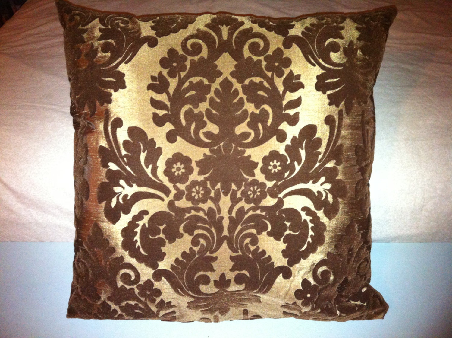 Velvet damask throw pillow
