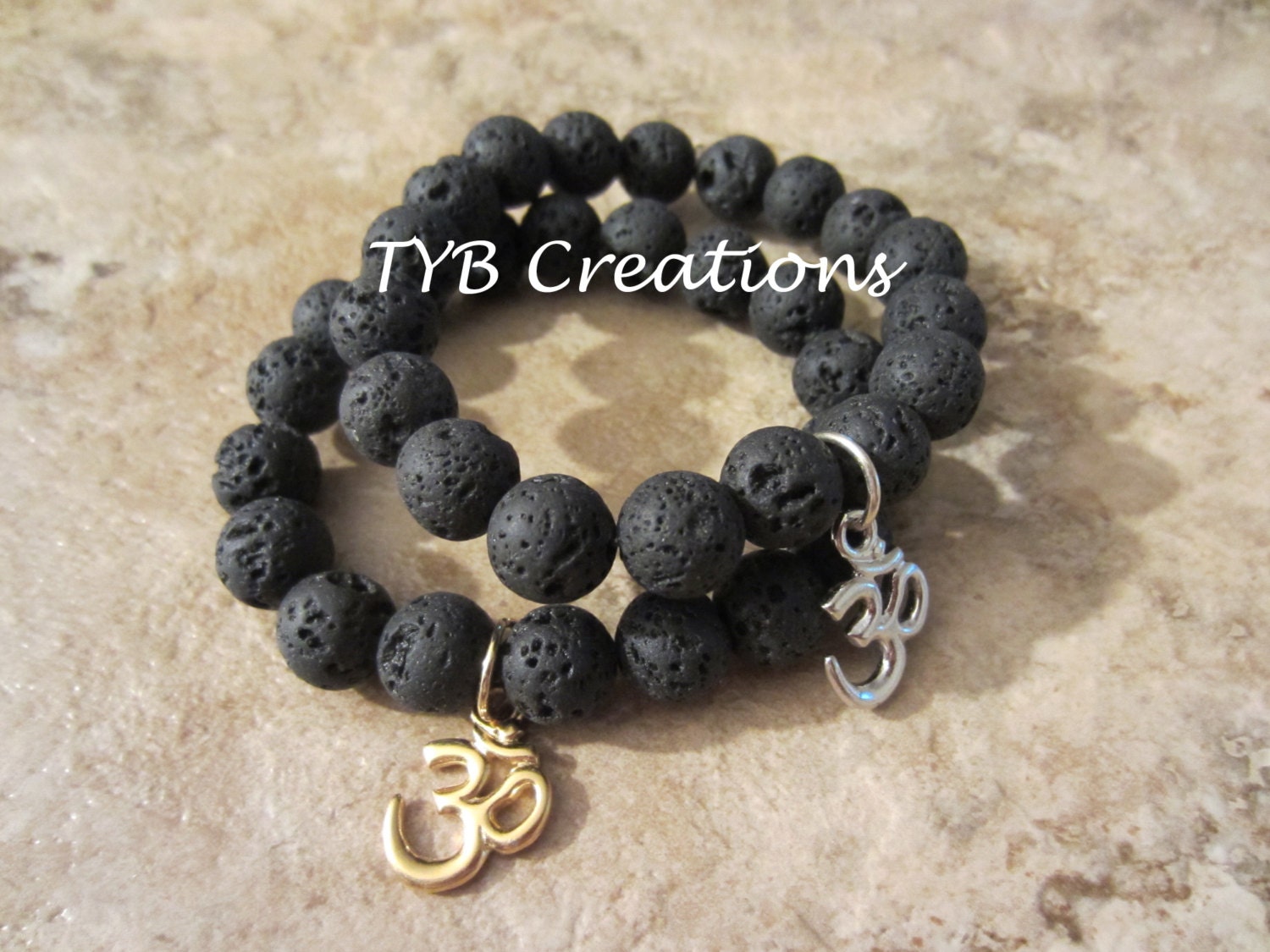 Black Lava Om Bracelet