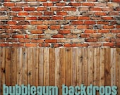 Two-in-One - 48"x96" DOUBLE BUBBLE -48"x96"  - Grunge Alley Brick With Wood - Vinyl Photography Backdrop Photo Pro