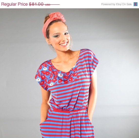 Christmas Sale / Holidays Sale / women dress / summer dress / red and blue short sleeves dress / sexy dress