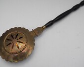 Antique Copper and Brass Hand Etched and Pierced Ornate Bed Warming Pan - Farmhouse Rustic Home Display Wall Hanging