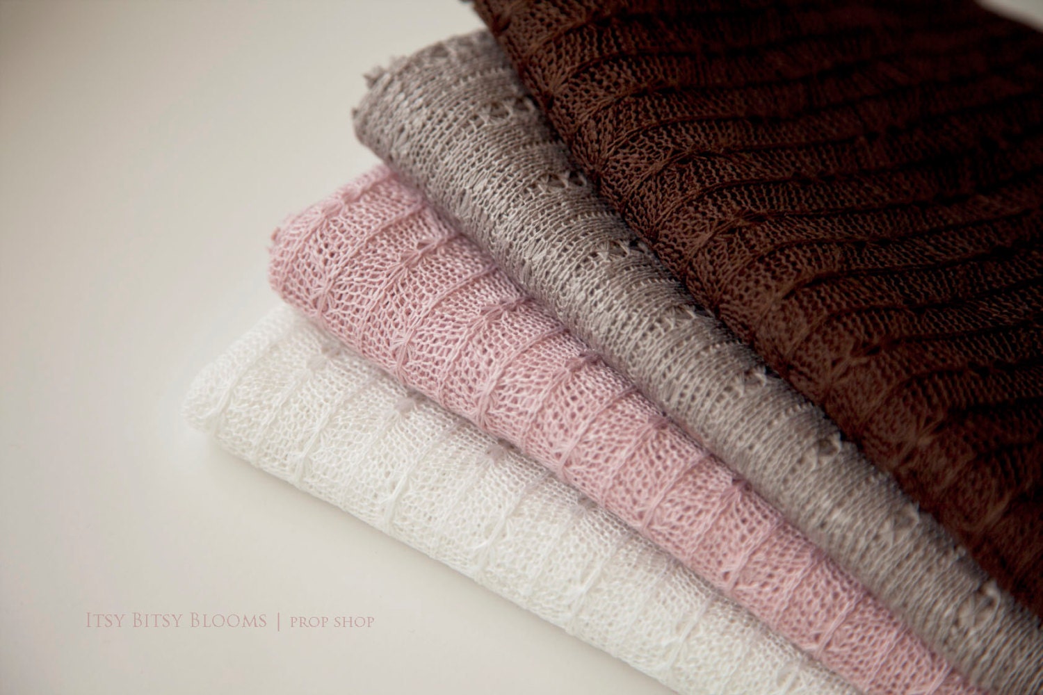 Newborn Pointelle Knit Layer, Newborn Photo Prop, Newborn Layering Fabric, Baby Sweater Knit Wrap -  Off-White, Mauve, Truffle, Brown, Navy
