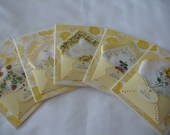 Vintage Wedding Handkerchief Lot Hankies Floral Yellow White Roses Favor Bridal Shower Tea Appreciation Thank You Hanky Greeting Cards