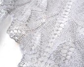 Silver knit  shawl, fall fashion shawl, lace shawl, hand knit shawl - KnittyStories