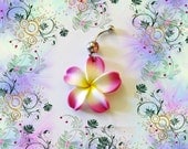 Belly Ring, Pink Fuschia Tropical Hawaiian Plumeria Flower, Belly button Navel Ring, Belly Button Jewelry for Her
