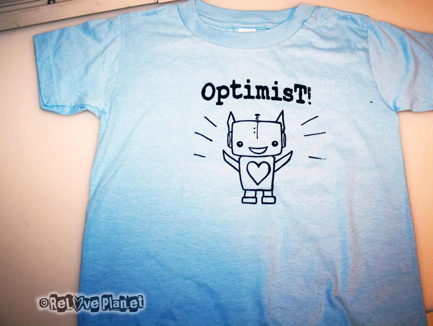 KIDS T-Shirt OPTIMIST Tee - Cute ROBOT - Organic Eco Shirt - ReLove Planet - Toddler 3T 4T