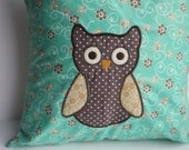 Owl Pillow - Owl Throw Pillow - Owl Decor with Embroidered Owl Applique