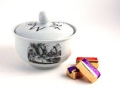 Altered Tea Party Alice in Wonderland Chocolate or Cookies Box Vintage Porcelain White Brown Romantic Whimsical