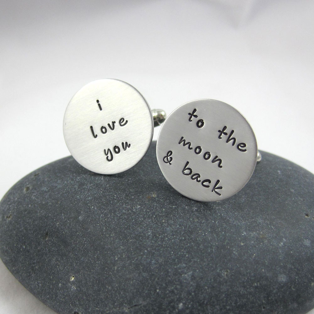I Love You to the Moon and Back Cuff Links - Wedding Gift Groom Anniversary Christmas Gift Cuff Links Custom Cufflinks