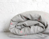 Toddler / Cot Bedding  - Handprinted 100% Linen with Peach Dots