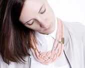 Necklace in apricot with carrick bend and gold beads
