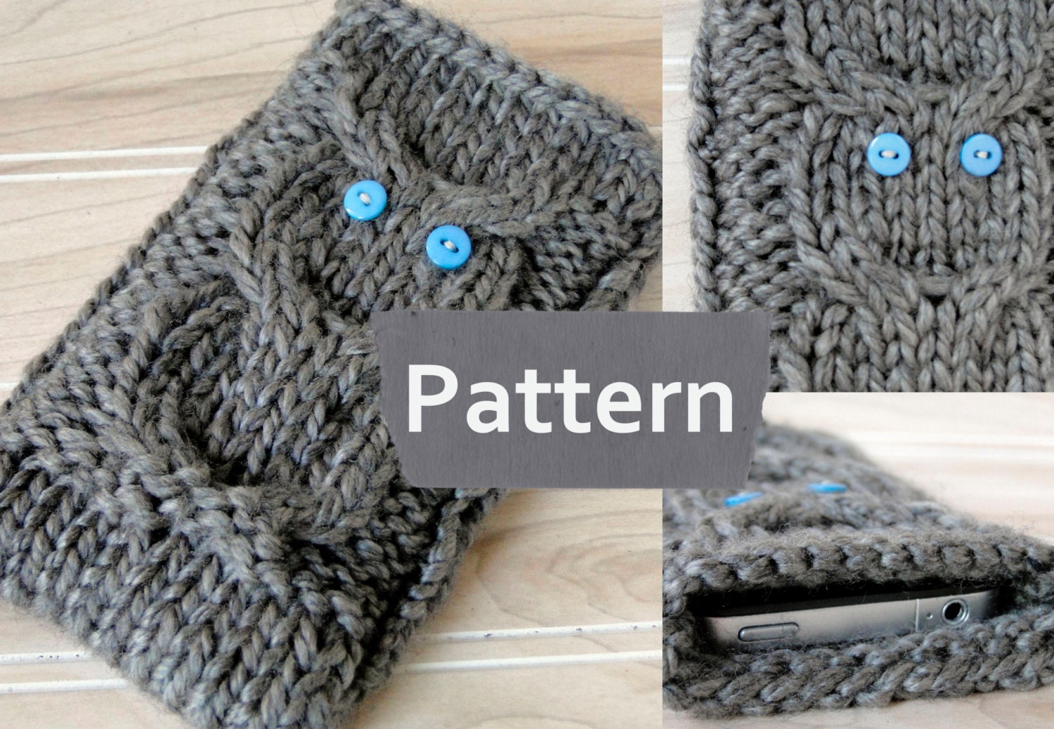 PDF PATTERN Instant Download Knit Iphone 5 Owl cozy, knit smartphone owl cozy pattern, digital knitting pattern  stash buster pattern
