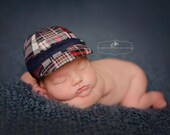 Madras Plaid Newborn Sport Cap, Newborn Cap,Newborn Baseball Cap,Photography Prop, Baby Boy Hat, photo prop