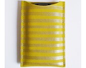 iPhone 4, 4s, 5 sleeve // yellow leather with silver stripes