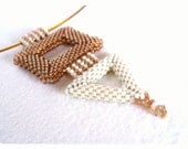 Geometric Pendant - Beadwork Necklace - Beaded Rectangle, Beaded Triangle and Swarovski Crystal - Etsy UK Seller