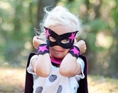 CHILD Black Felt Super Hero Mask and cuff set Halloween costume Super Girl Photography Prop