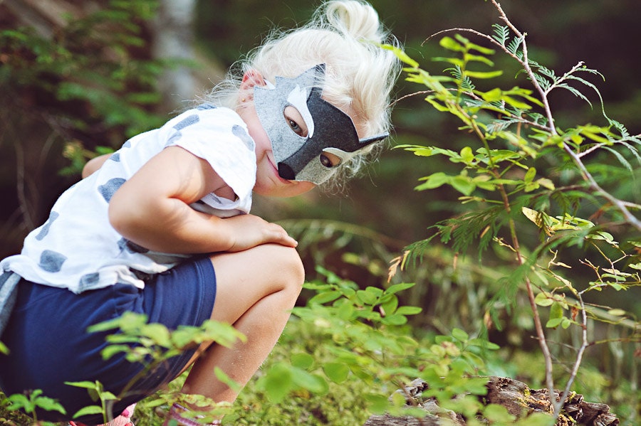 CHILD Felt Wolf mask and tail set Halloween costume Photography prop