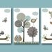 Baby Nursery Decor Art for Children Kids WALL Art Baby Boy Room Decor Baby Boy Nursery print set of 3 11"x14"Print kids room turtle owl gray